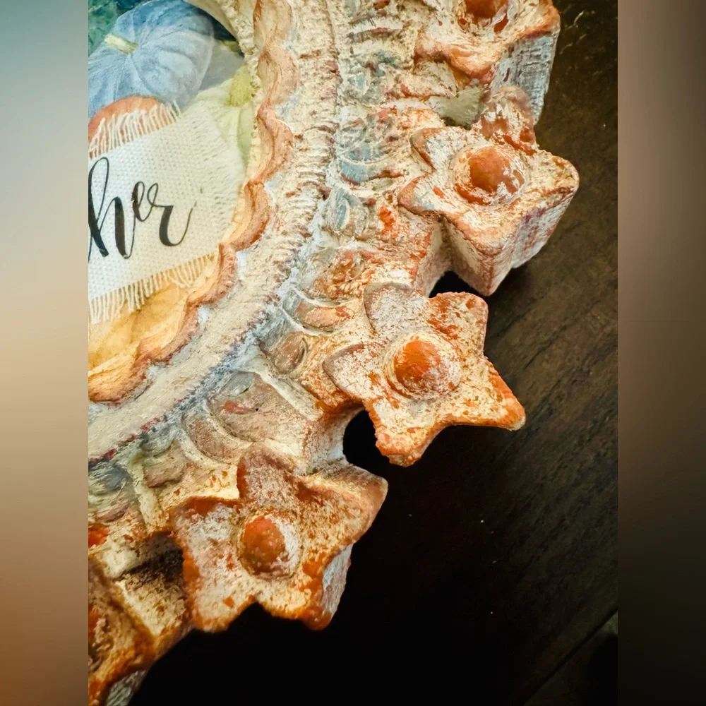 Hand crafted 7 inch tabletop carved stone artwork gather canvas pumpkins Boho